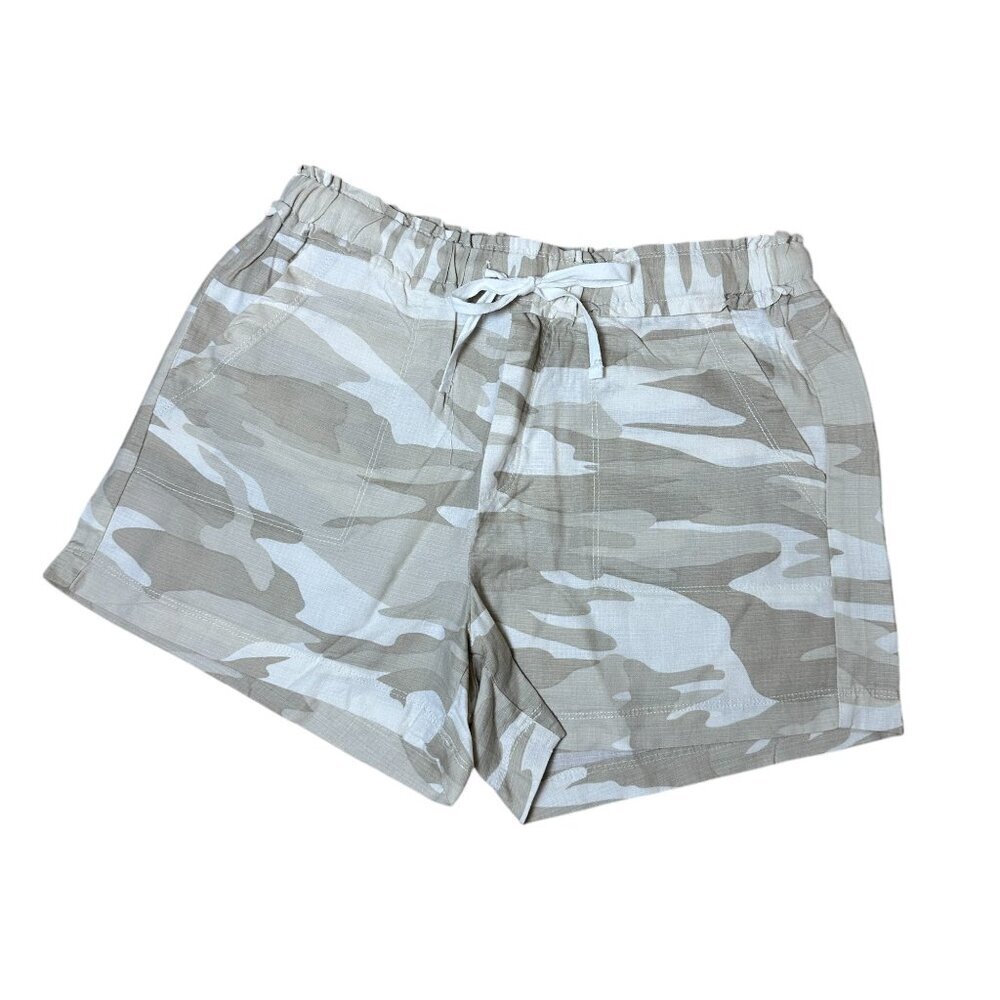 SPLENDID Linen Blend Camo Print Drawstring Shorts Size Medium